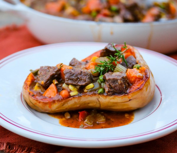 Aussie beef stew butternut squash bowls