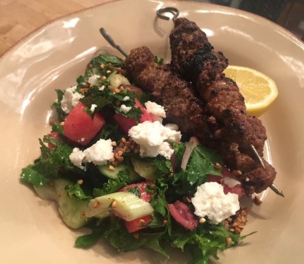 Grilled Aussie lamb skewers with a summer salad