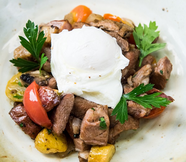 Aussie Lamb Hash with Poached Eggs
