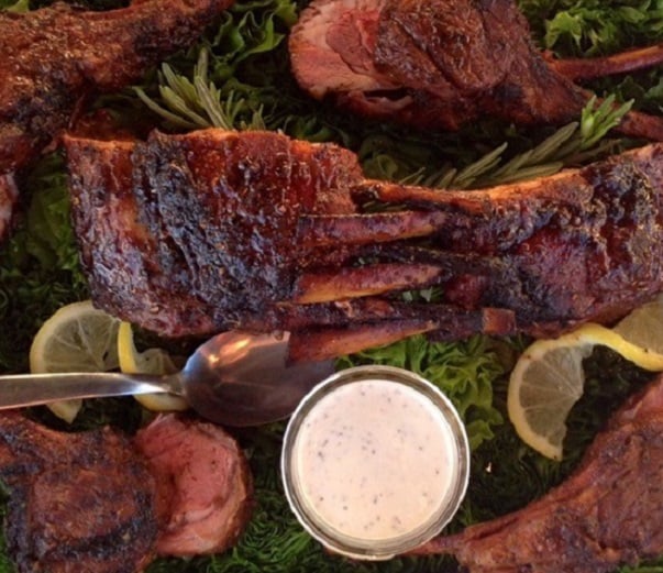 Coffee rubbed Aussie lamb chops with Alabama white bbq sauce