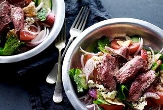 Z’atar spiced lamb, fattoush salad and persian fetta