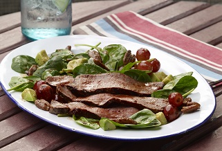 Ancho–brown sugar grassfed strip steak salad