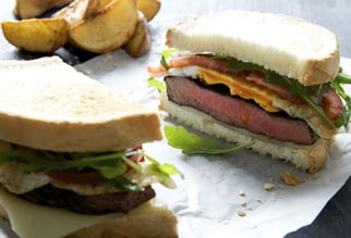 Flat iron steak sandwich