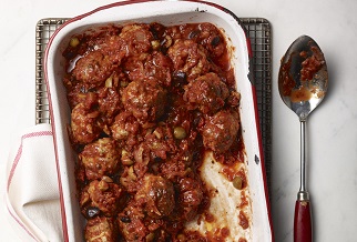 Lamb and feta meatballs in rich tomato sauce