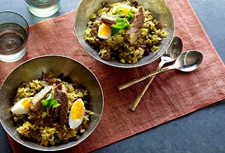 Lamb biryani with kashmiri style sticky ribs