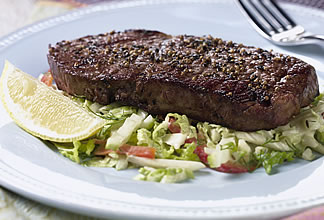 Mustard-Pepper Australian Beef with Creamy Coleslaw