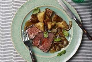 Maple-onion glazed grassfed beef tenderloin