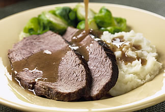 Brandy-Roasted Australian Beef with Garlic Mash