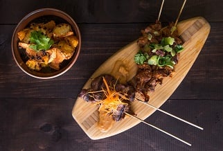 Sweet and spicy lamb skewers