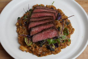 Aussie Wagyu Flat Iron with Caramelized Onion & Garlic Risotto