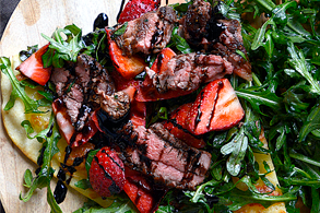 Aussie lamb strawberry arugula pizza