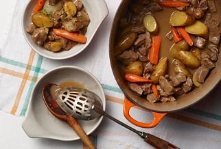 Double-smoked lamb stew with craft porter gravy