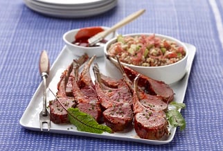 Sweet and spicy lamb chops with buckwheat salad
