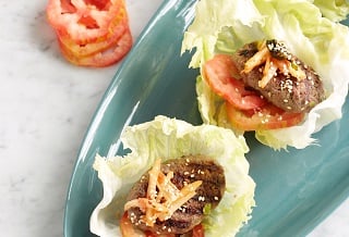 Korean Aussie Beef Lettuce Cups with Kimchi