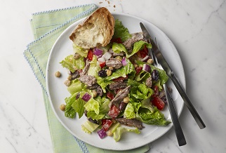 Mediterranean chopped salad with lamb