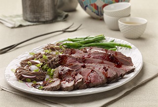 Soy-marinated grilled grassfed tri-tip