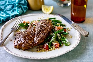 Syrian-spiced Aussie lamb chops with green bean salad