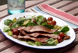 Ancho–brown sugar grassfed strip steak salad