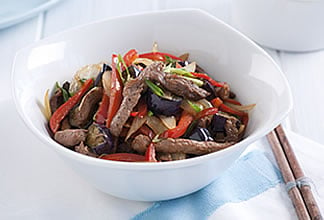 Goat and red pepper stir fry