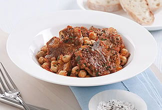 Goat Chops with Tomato and Chick Peas
