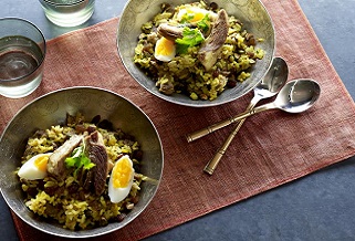 Lamb biryani with kashmiri style sticky ribs