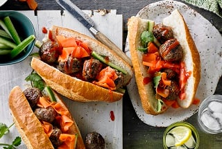 Vietnamese-style meatball sandwich