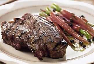 Caramelized Australian Lamb Shoulder Chops with Grilled Rosemary Carrots