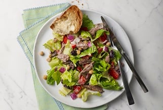 Mediterranean chopped salad with lamb