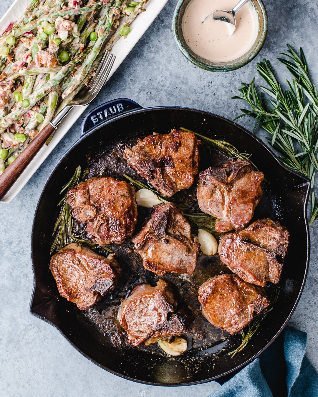 Spice Crusted Aussie Lamb Loin Chops with Insane Asparagus