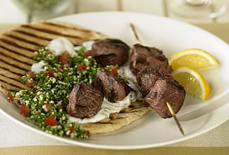 Australian Lamb Kabobs Wrapped in Pita